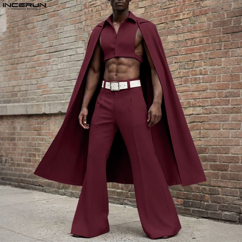 Men'S Fashion For 2026 - طقم رجالي من INCERUN بلون موحد