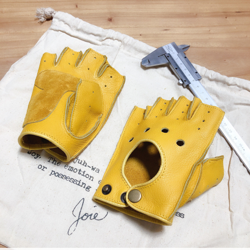 Driving Gloves Leather - قفازات جلدية نصفية للرجال والنساء بتصميم