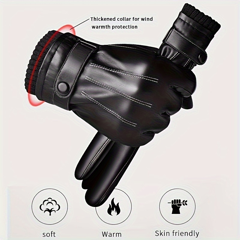 Driving Gloves Leather - 1 زوج قفازات الشتاء الدافئة القيادة
