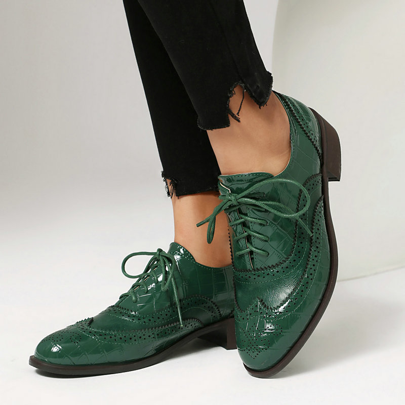 Oxford Shoes Brogue - أحذية أكسفورد نسائية بنقشة حجرية، من