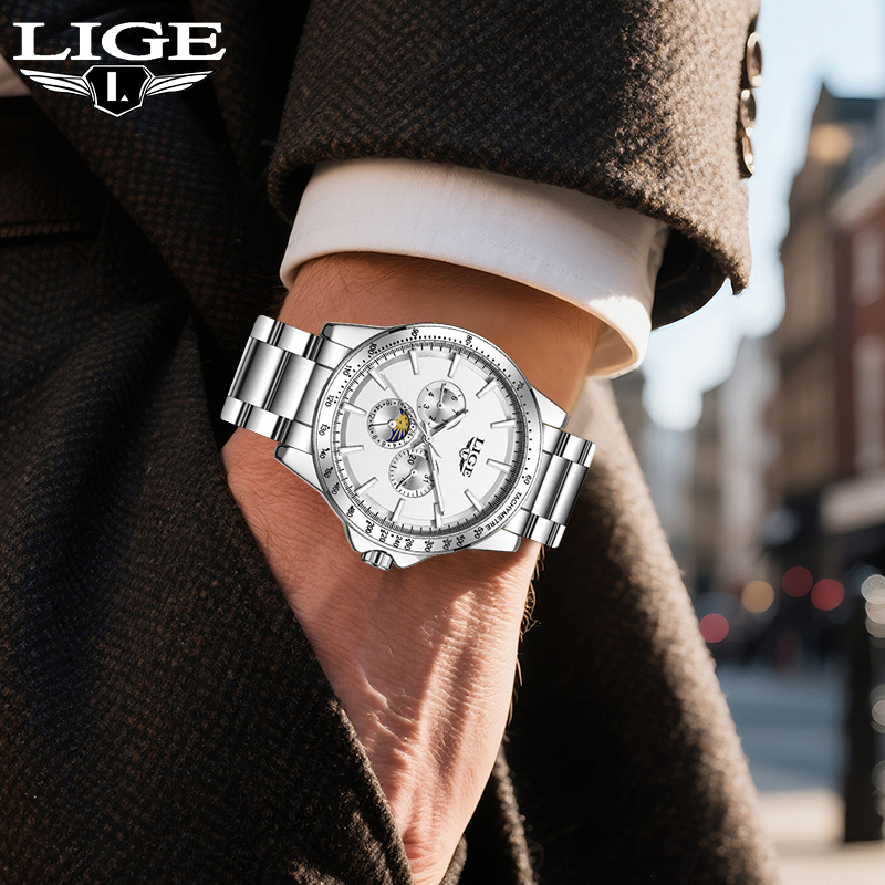 Men'S Fashion Luxury Brands - LIGE العلامة التجارية الفاخرة كوارتز ساعة