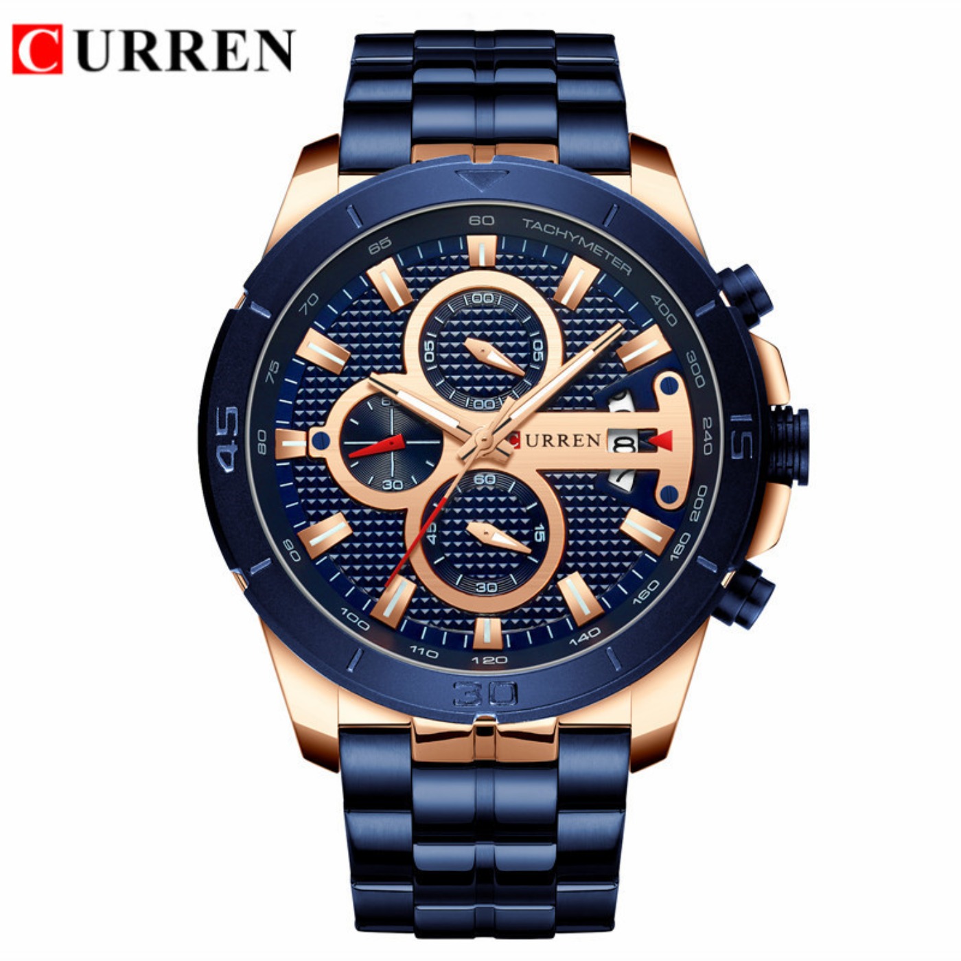 Men'S Fashion Luxury Brands - ساعة CURREN للرجال مقاومة للماء كرونوغراف