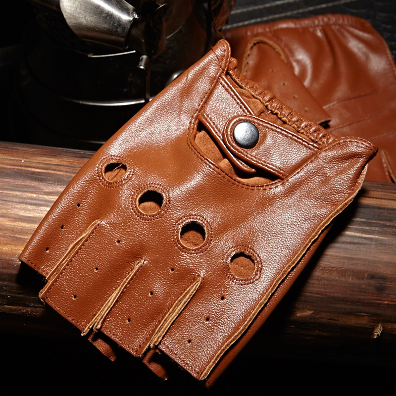 Driving Gloves Leather - عالية الجودة رجل نصف اصبع قفازات