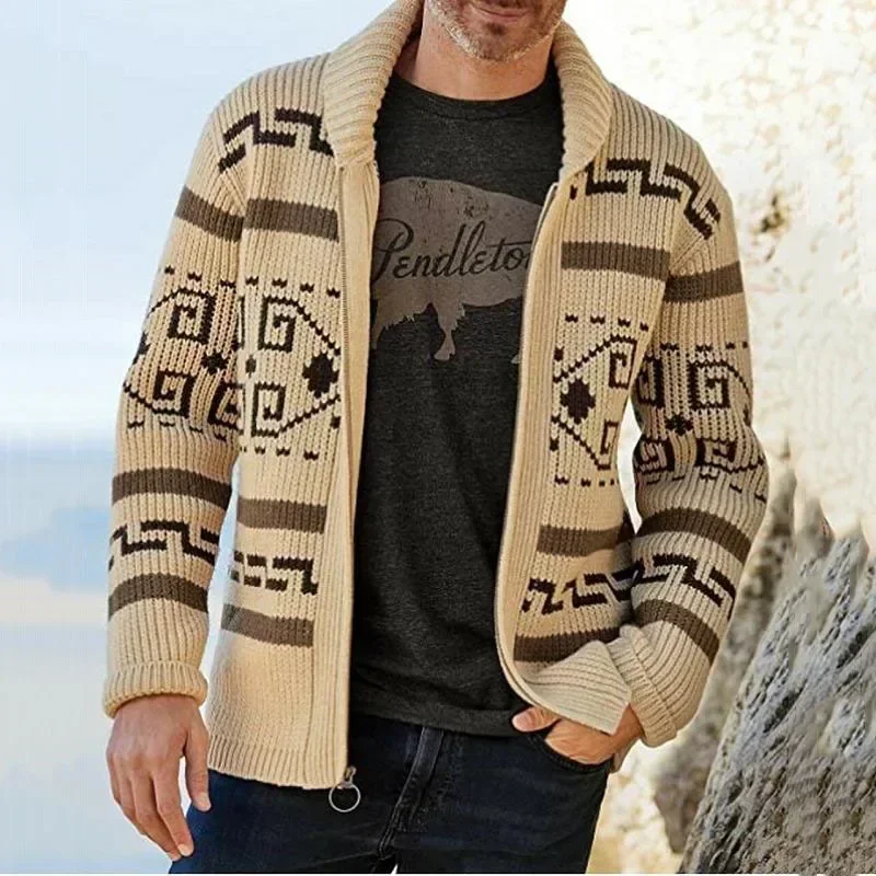 Men'S Fashion V Neck Sweater - سترة شتوية رجالية من الصوف، كارديجان