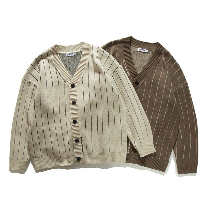 Men'S Fashion V Neck Sweater - ربيع الخريف شريط سترة البلوزات الرجال