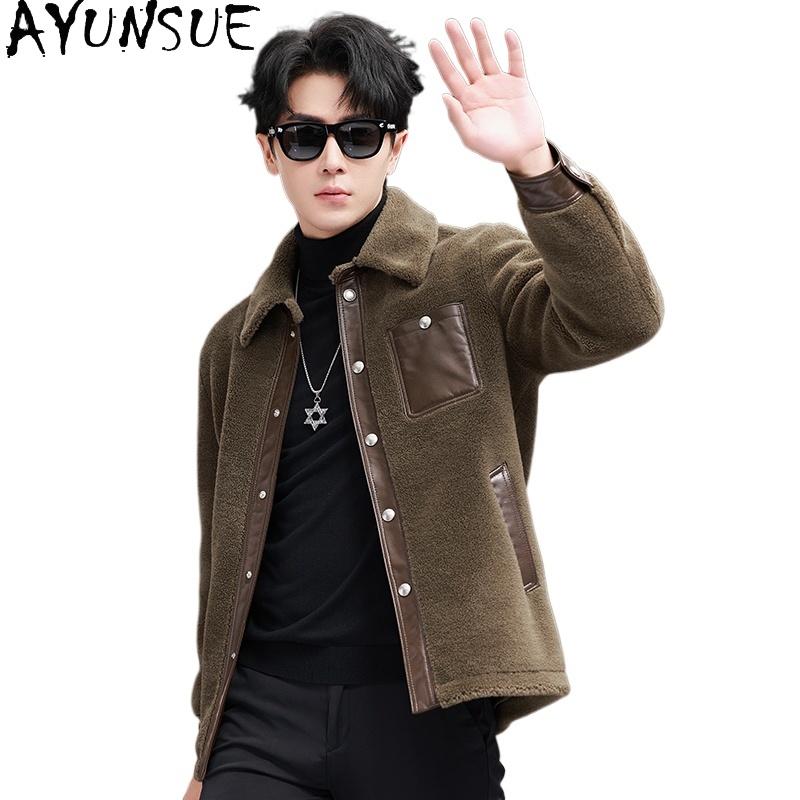 Mens Fashion Winter 2025 - AYUNSUE معطف صوف 100% للرجال شتاء