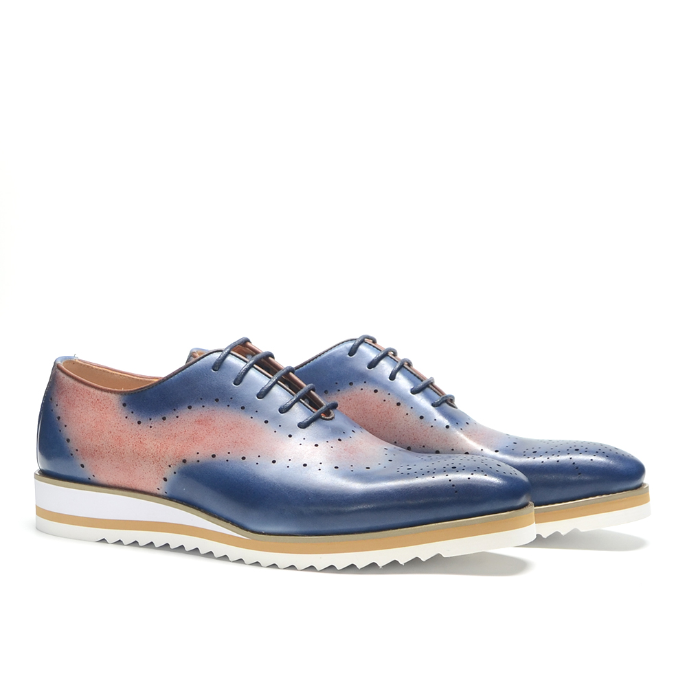 Oxford Shoes Brogue - أحذية أكسفورد فاخرة للرجال بلونين متباينين،