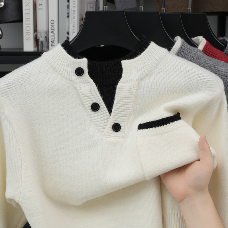 بلوفر رجالي مزيف من قطعتين، مح - مراجعة Men'S Fashion V Neck Sweater وسعره