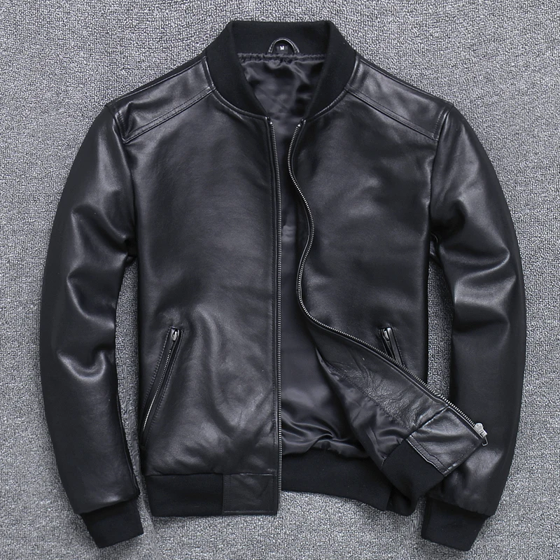 الرجال الطيار جلد الغنم سترة ج - مراجعة Bomber Jacket Men وسعره
