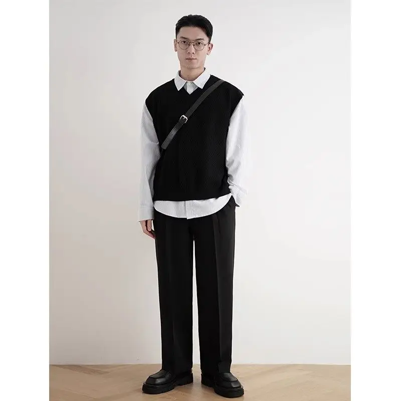 2024 أوائل الخريف بسيط أسود ال - مراجعة Men'S Fashion V Neck Sweater وسعره