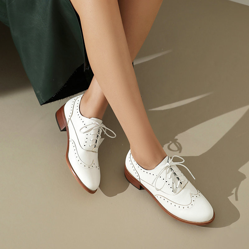أحذية أكسفورد نسائية برباط وكع - مراجعة Oxford Shoes Brogue وسعره