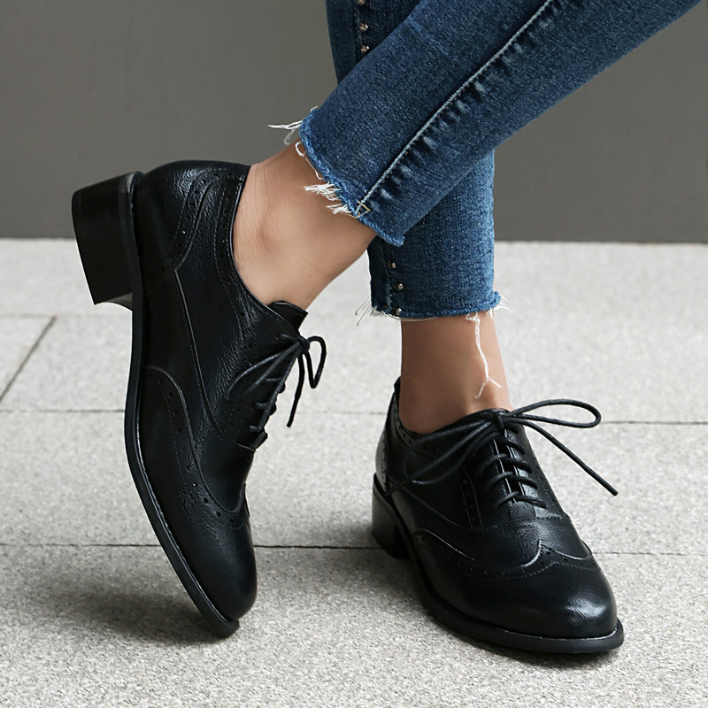 أحذية أكسفورد نسائية برباط وكع - مراجعة Oxford Shoes Brogue وسعره