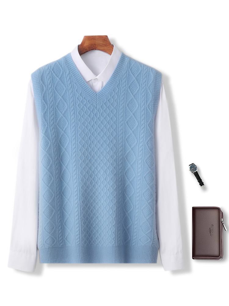 100% ميرينو الصوف الرجال الخام - مراجعة Men'S Fashion V Neck Sweater وسعره