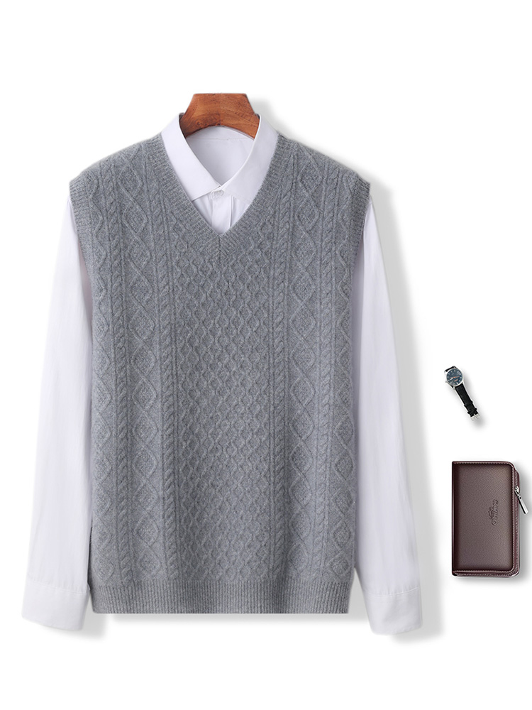 100% ميرينو الصوف الرجال الخام - مراجعة Men'S Fashion V Neck Sweater وسعره