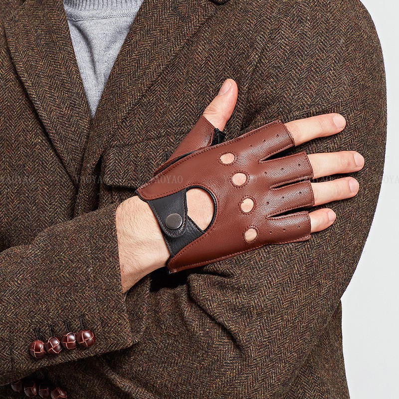 قفازات رجالية ربيعية نصف إصبع  - مراجعة Driving Gloves Leather وسعره