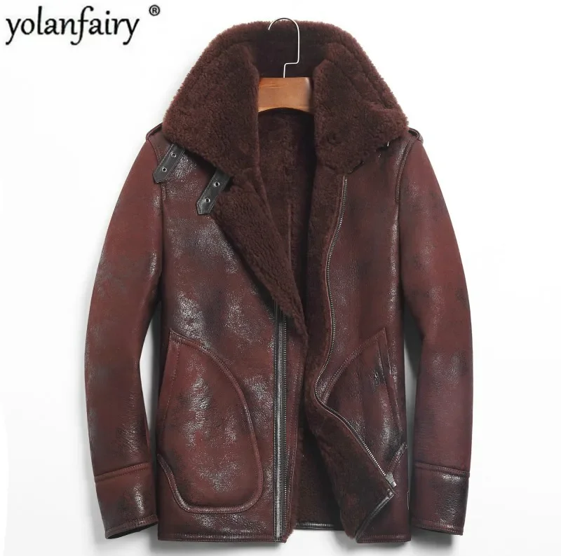 YOLANFAIRY سترة جلدية أصلية لل - مراجعة Bomber Jacket Men وسعره
