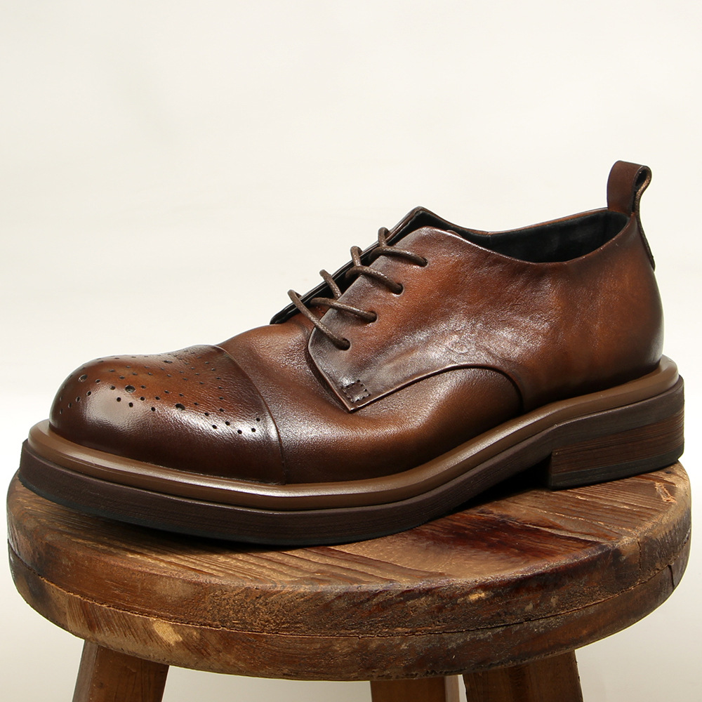 أعلى جودة جلد طبيعي الرجال تصل - مراجعة Oxford Shoes Brogue وسعره