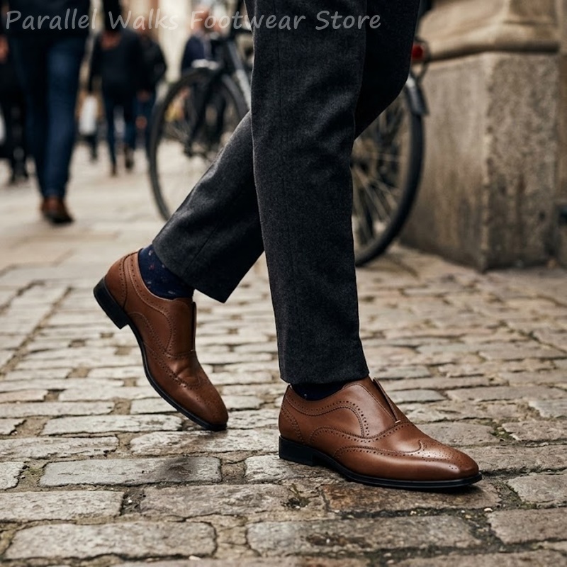 أحذية رجالية جلدية بنية اللون  - مراجعة Oxford Shoes Brogue وسعره