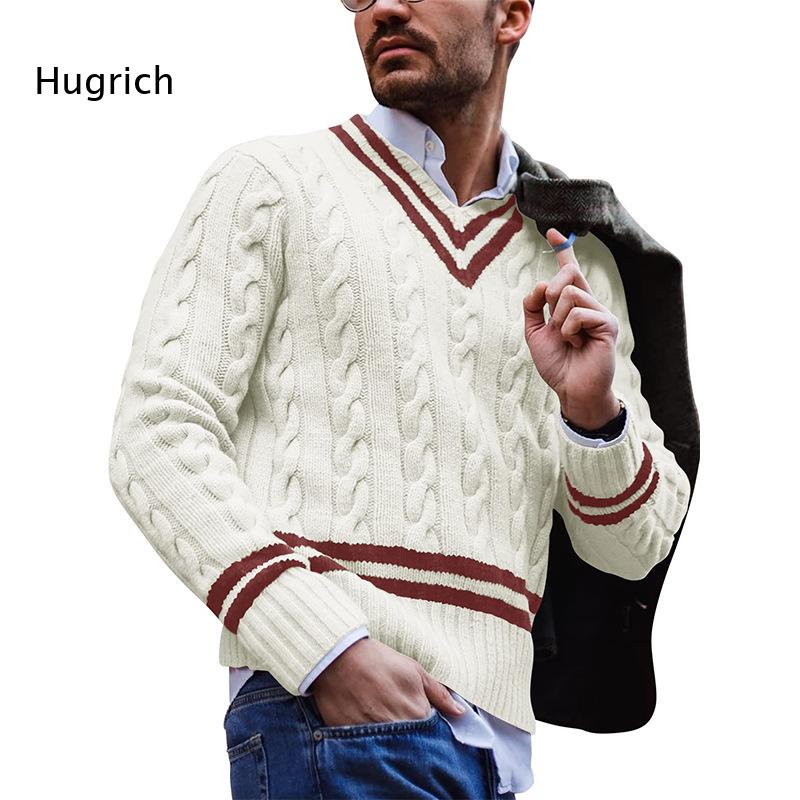 سترة رجالية أنيقة بتصميم مخطط  - مراجعة Men'S Fashion V Neck Sweater وسعره