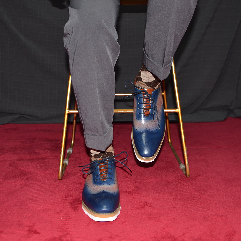أحذية أكسفورد فاخرة للرجال بلو - مراجعة Oxford Shoes Brogue وسعره